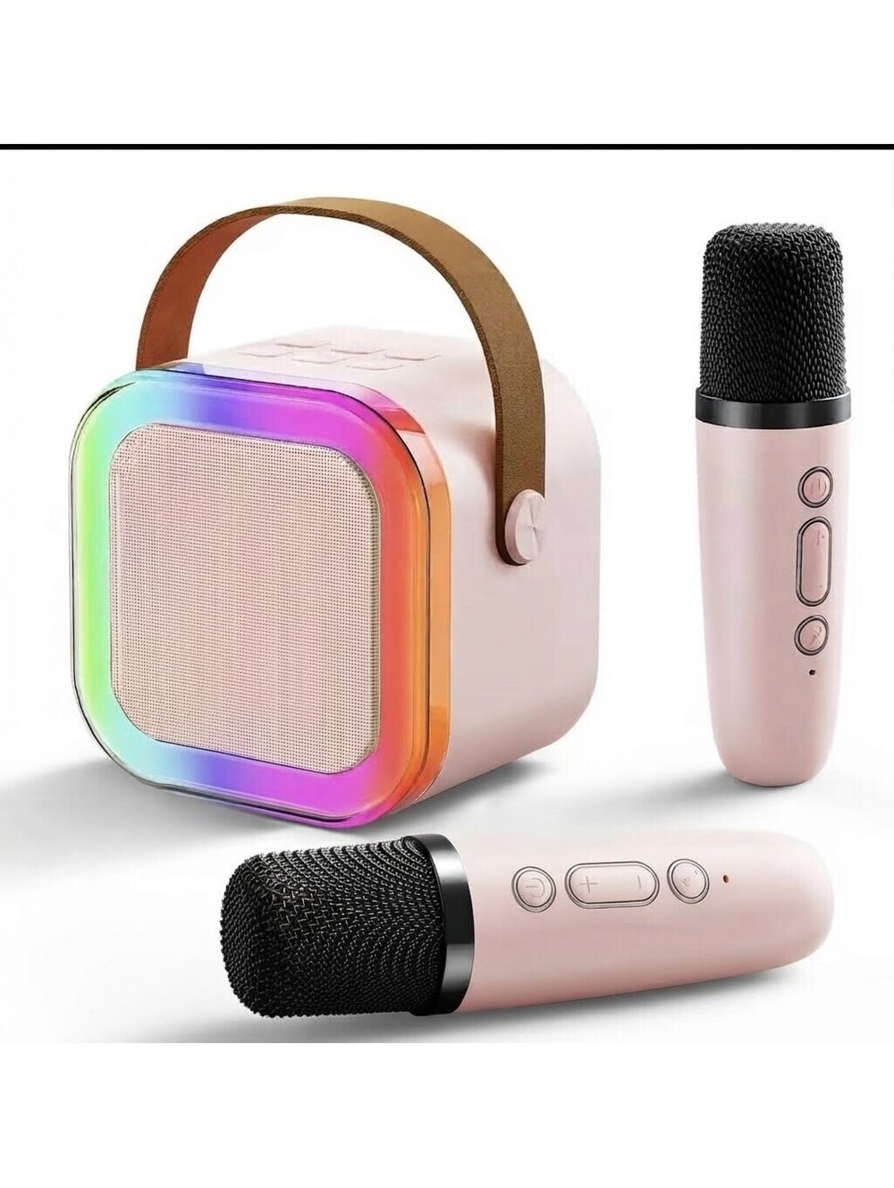 Wireless Karaoke Speaker with 2 Mics, Hi-Fi Subwoofers & LED Lights Bluetooth